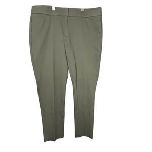 LOFT Julie Taper Skinny Pants Women Size 12 Olive Green Cotton Stretch Career